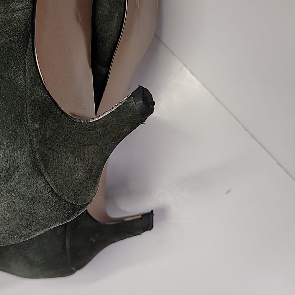STEVE MADDEN LUCA KITTEN HEEL KNEE HIGH BOOTS OLIVE SUEDE - Picture 12 of 15